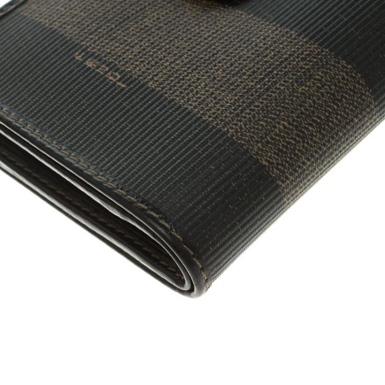 مملوكة مسبقًا Fendi Tobacco Pequin Coated Canvas Kisslock Wallet