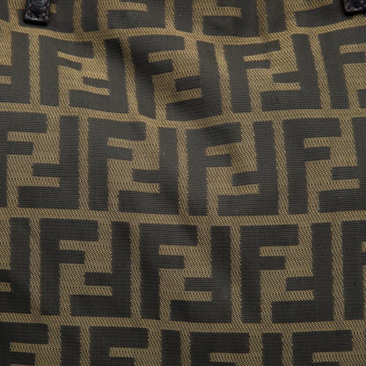 Pre Owned Fendi Tobacco Zucca Fabric Roll Shopper Tote