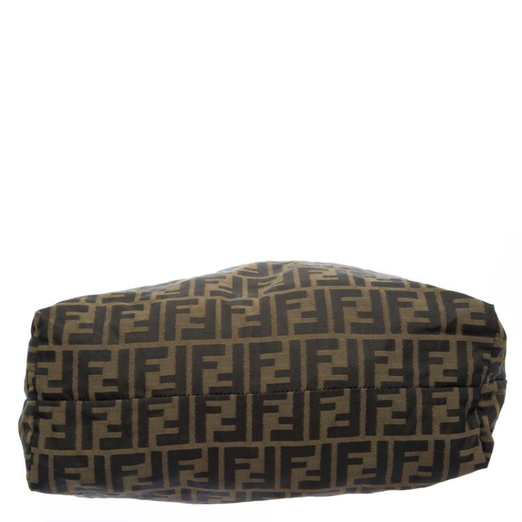 Pre Owned Fendi Tobacco Zucca Fabric Roll Shopper Tote