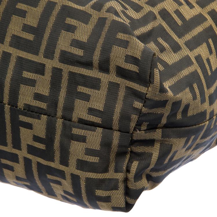 Pre Owned Fendi Tobacco Zucca Fabric Roll Shopper Tote