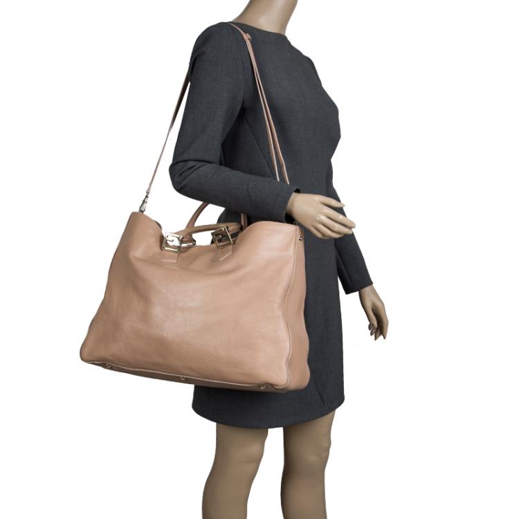 Pre Owned Fendi Beige Leather Twins Shopper Tote