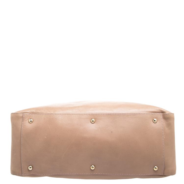 Pre Owned Fendi Beige Leather Twins Shopper Tote