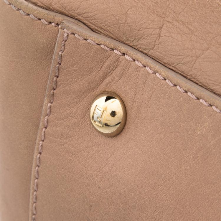 Pre Owned Fendi Beige Leather Twins Shopper Tote