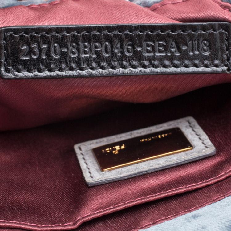Pre Owned Fendi Metallic Grey Velvet Mia Pochette Bag