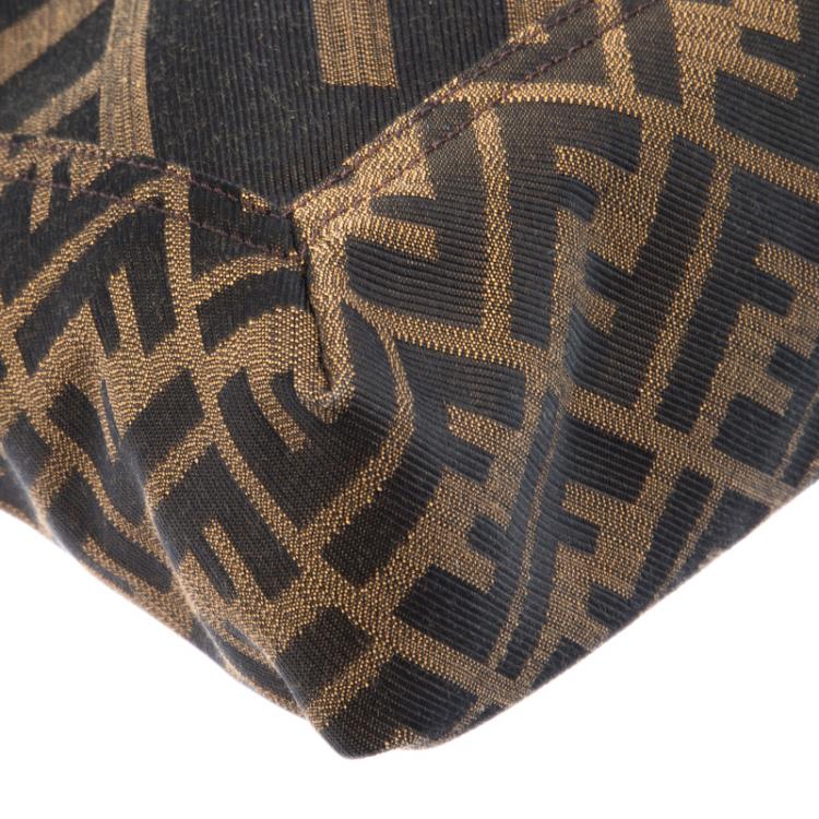 Pre Owned Fendi Tobacco Zucca Canvas Maxi Baguette Shoulder Bag
