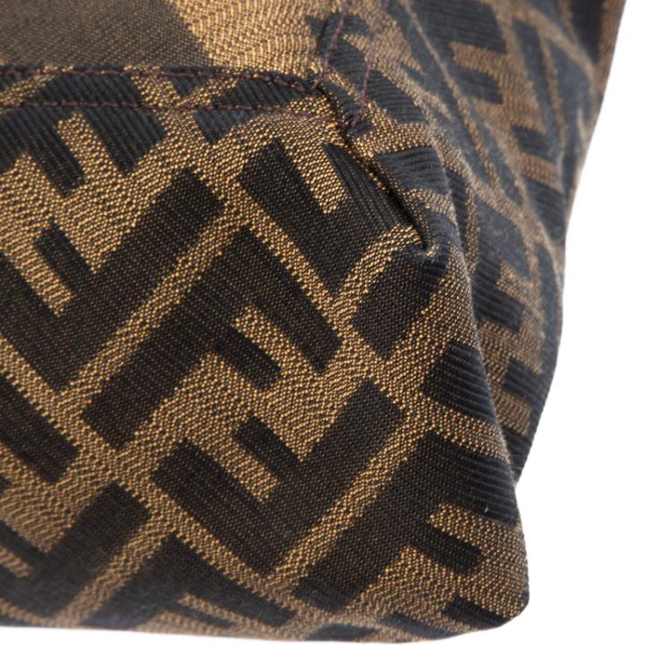 Pre Owned Fendi Tobacco Zucca Canvas Maxi Baguette Shoulder Bag