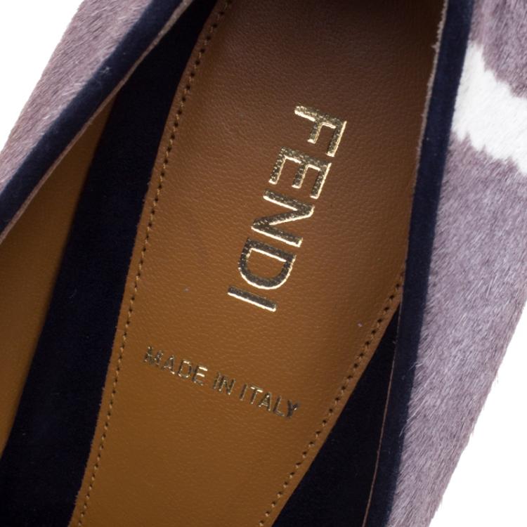 Pre Owned Fendi Two Tone Zebra Print Calf Hair Diamond Heel Pumps Size 40