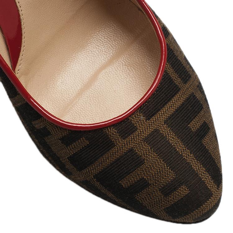 مملوكة مسبقًا Fendi Zucca Canvas Wedge Pumps Size 40