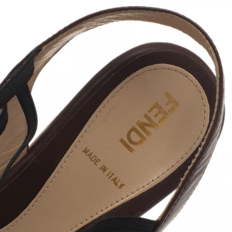 Pre Owned Fendi Zucca Canvas and Leather Sandals Size 38