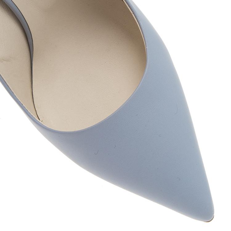 Pre Owned Fendi Blue Leather Pointed Toe Pumps Size 37