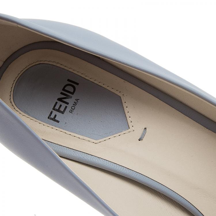 Pre Owned Fendi Blue Leather Pointed Toe Pumps Size 37