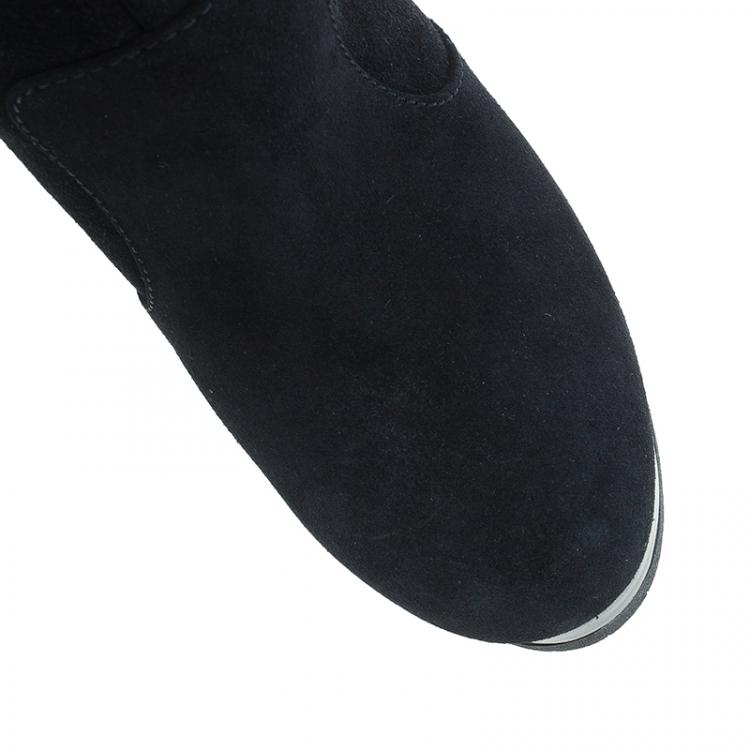 Pre Owned Fendi Black Suede Midcalf Boots Size 37.5