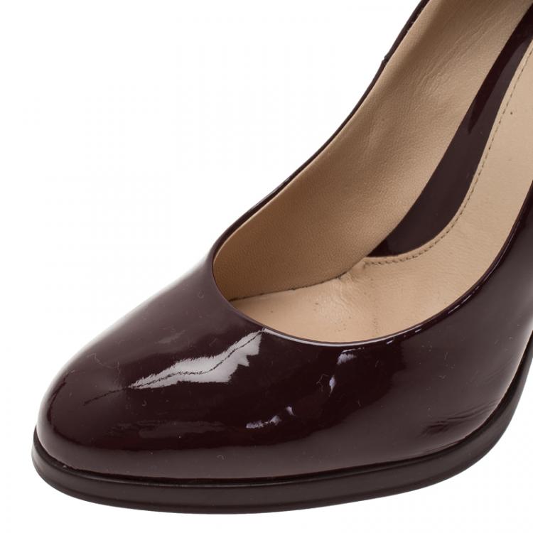 Pre Owned Fendi Burgundy Patent Pointed Pumps Size 37