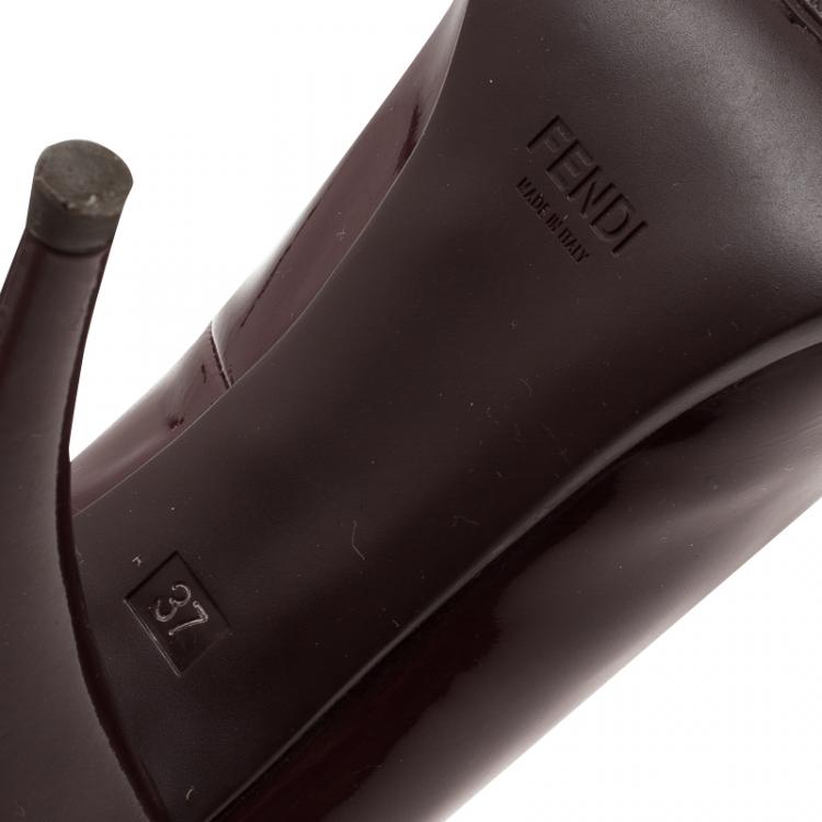 Pre Owned Fendi Burgundy Patent Pointed Pumps Size 37