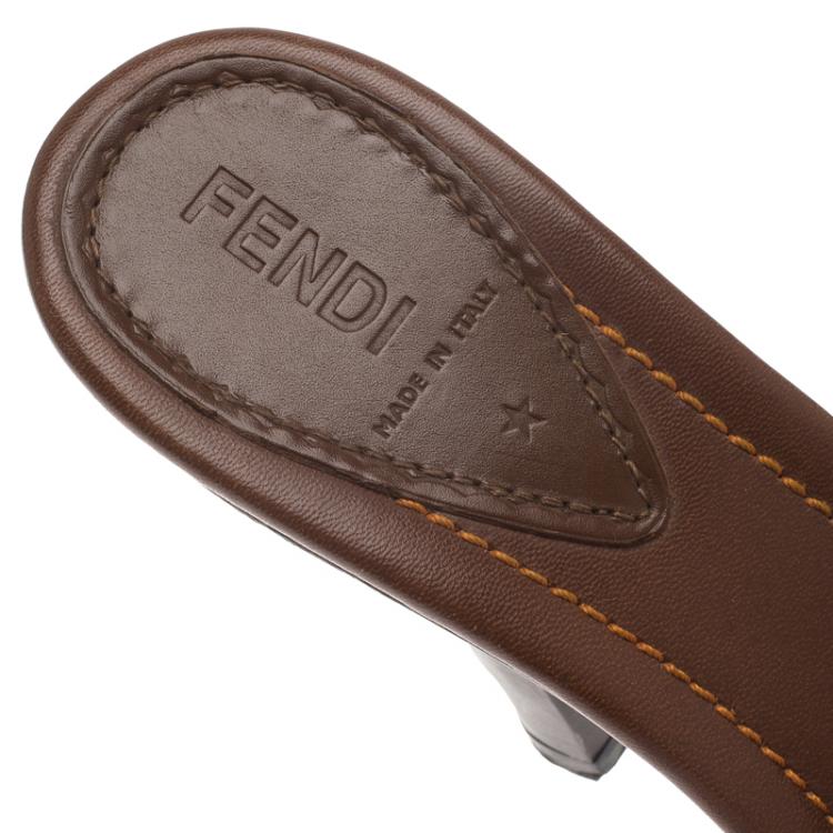 Pre Owned Fendi Blue Denim and Leather Slides Size 41