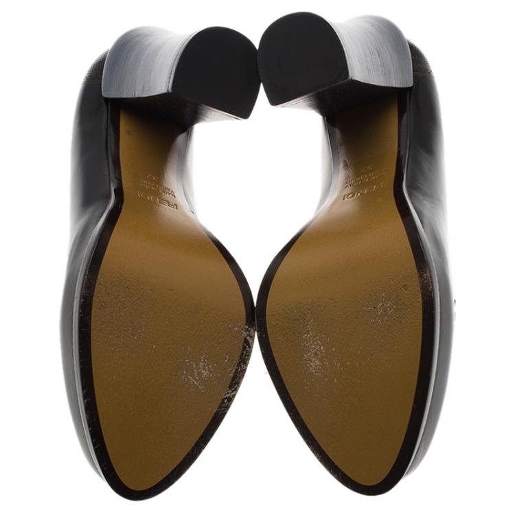 Pre Owned Fendi Two Tone Patent Leather Austin Loafer Pumps Size 37