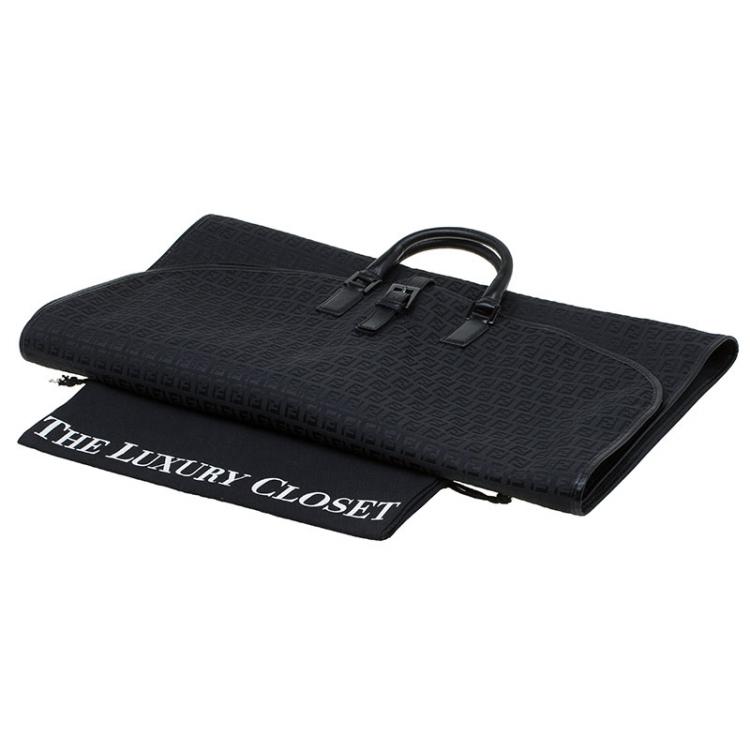Pre Owned Fendi Black Zucchino Canvas Garment Bag