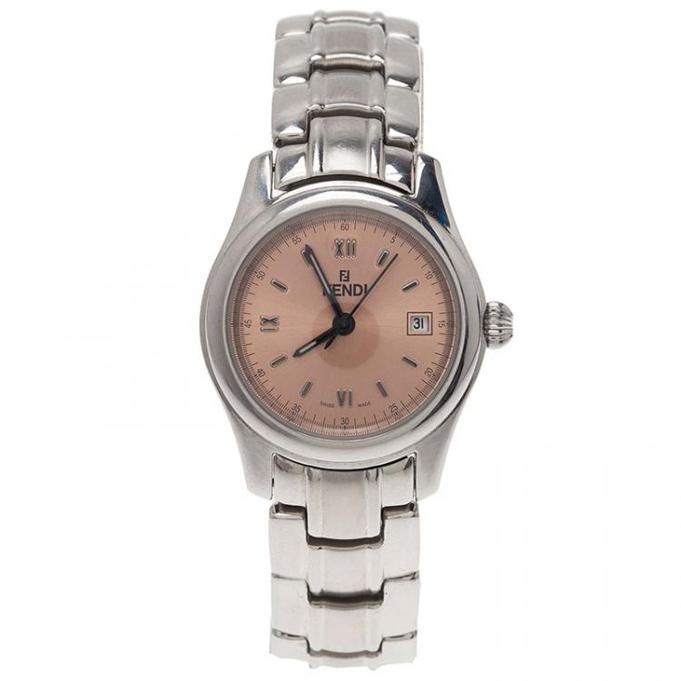 Pre Owned Fendi Pink Stainless Steel 210L Women's Wristwatch 34MM
