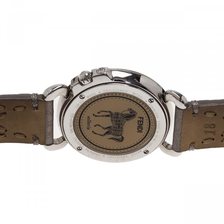 Pre Owned Fendi White Stainless Steel Selleria Women's Wristwatch 37MM