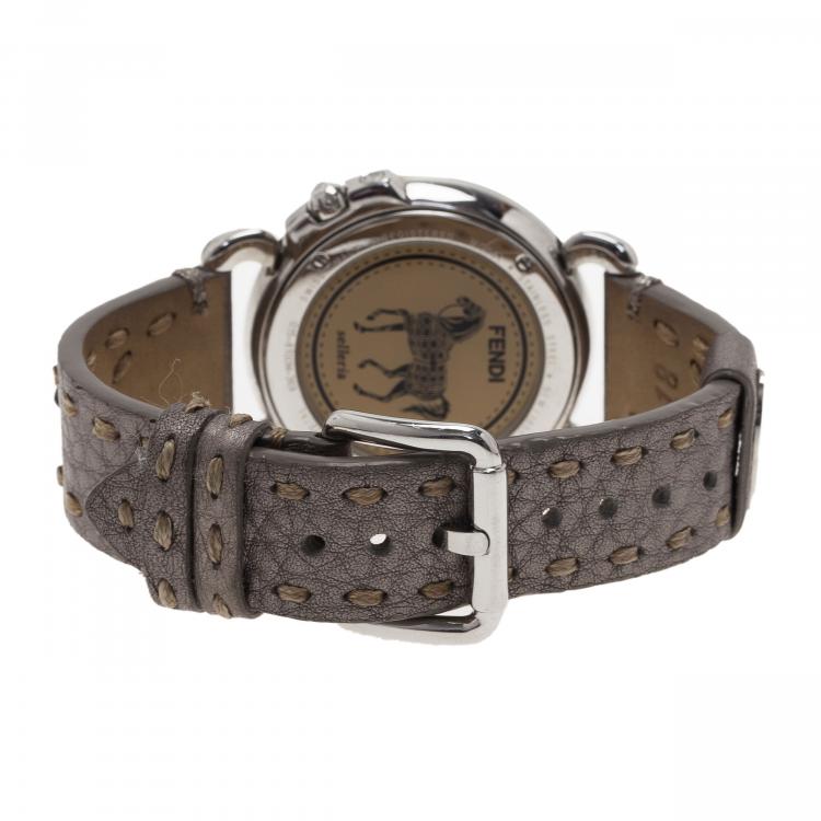 Pre Owned Fendi White Stainless Steel Selleria Women's Wristwatch 37MM