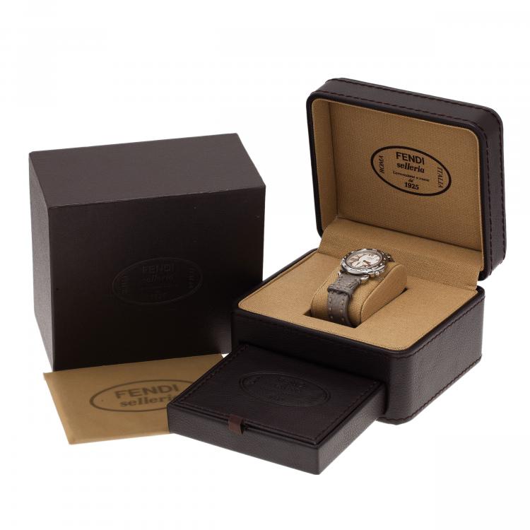 Pre Owned Fendi White Stainless Steel Selleria Women's Wristwatch 37MM