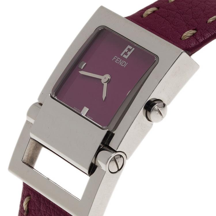 Pre Owned Fendi Pink Stainless Steel Classic Women's Wristwatch 26MM