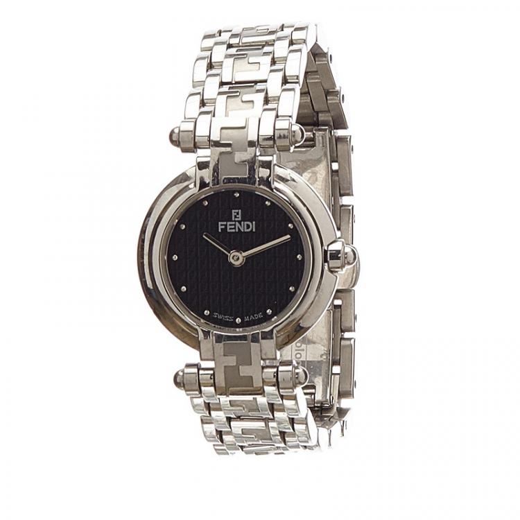 Pre Owned Fendi Black Stainless Steel 750L Women's Wristwatch 25MM