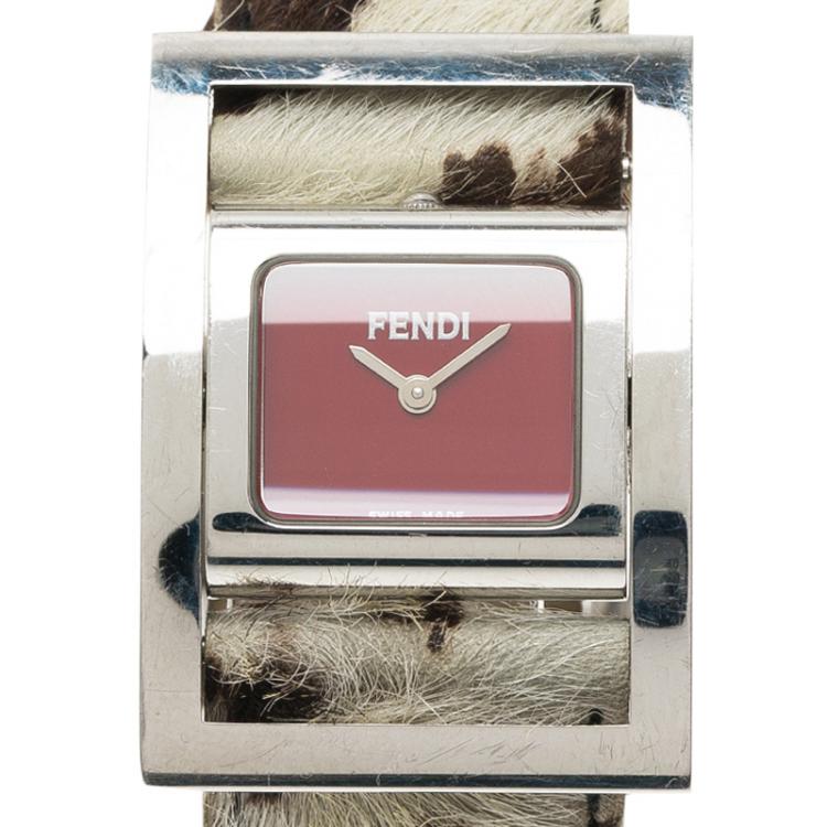 Pre Owned Fendi Red Stainless Steel Classic Women's Wristwatch 26MM