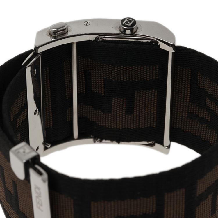 Pre Owned Fendi Cream Stainless Steel Zip Code Women's Wristwatch 44MM