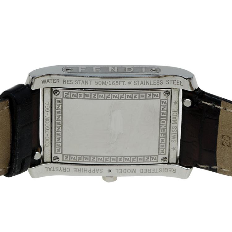 Pre Owned Fendi Mother of Pearl Stainless Steel Diamond Loop Women's Wristwatch 27MM