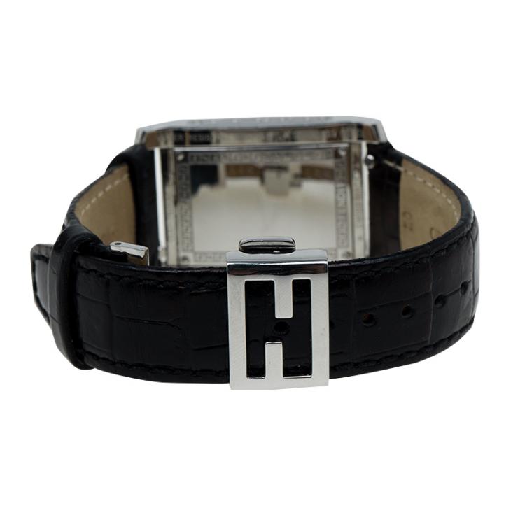 Pre Owned Fendi Mother of Pearl Stainless Steel Diamond Loop Women's Wristwatch 27MM