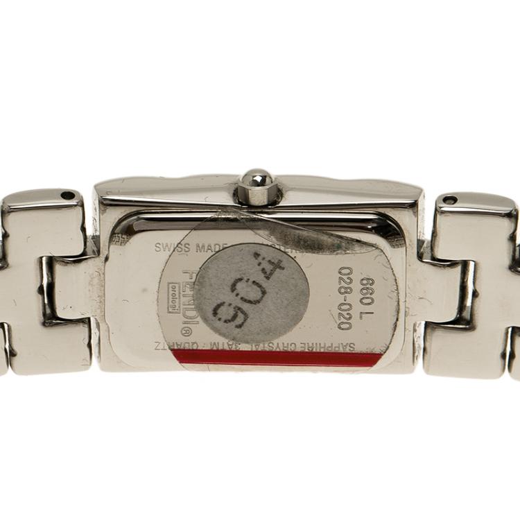 Pre Owned Fendi White Stainless Steel Classic Women's Wristwatch 15MM