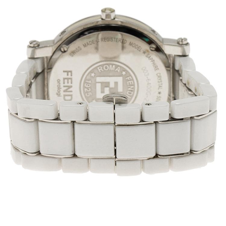 Pre Owned Fendi White Ceramic F642140 Women's Wristwatch 38MM