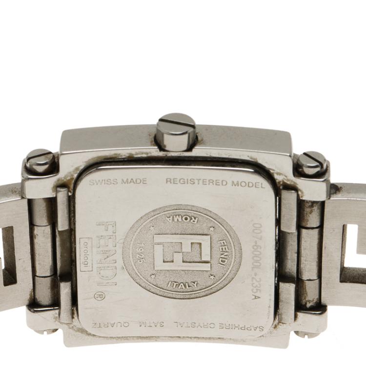 Pre Owned Fendi Silver Stainless Steel Quadro Women's Wristwatch 25MM