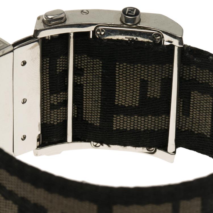 Pre Owned Fendi White Stainless Steel Zip Code Women's Wristwatch 38MM