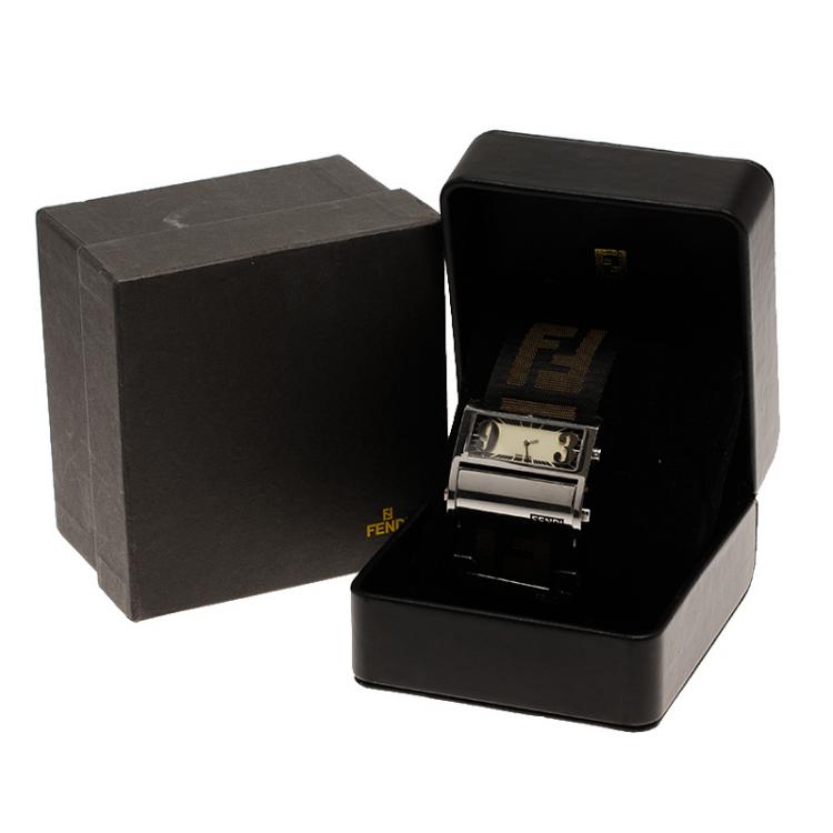 Pre Owned Fendi Cream Stainless Steel Zip Code Women's Wristwatch 40MM