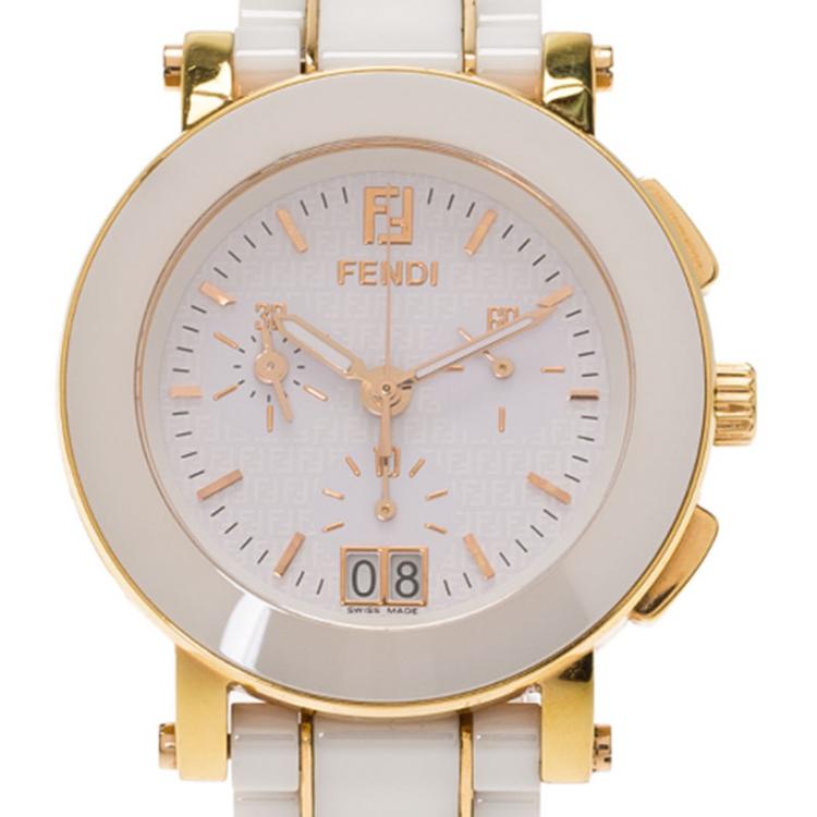 Pre Owned Fendi White Ceramic F642140 Women's Wristwatch 38MM