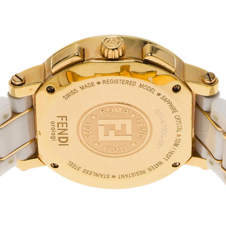 Pre Owned Fendi White Ceramic F642140 Women's Wristwatch 38MM