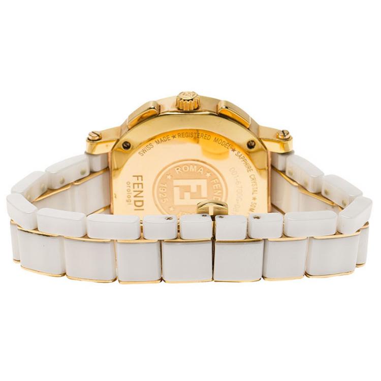 Pre Owned Fendi White Ceramic F642140 Women's Wristwatch 38MM