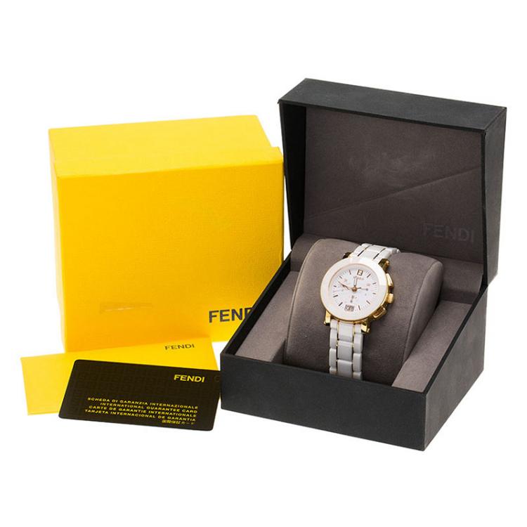 Pre Owned Fendi White Ceramic F642140 Women's Wristwatch 38MM