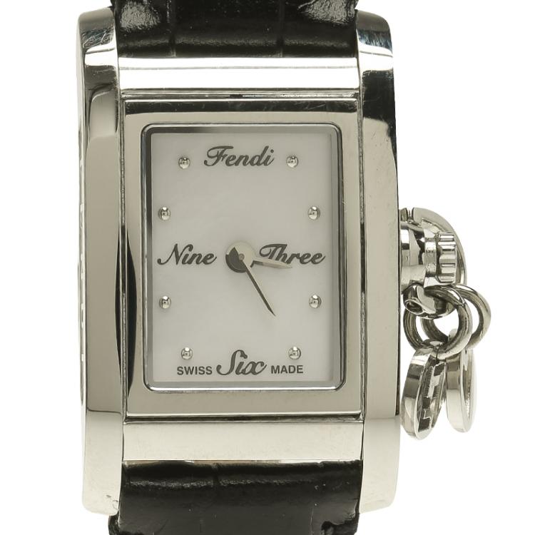 Pre Owned Fendi Mother of Pearl Stainless Steel Orologi F711241 Women's Wristwatch 21MM