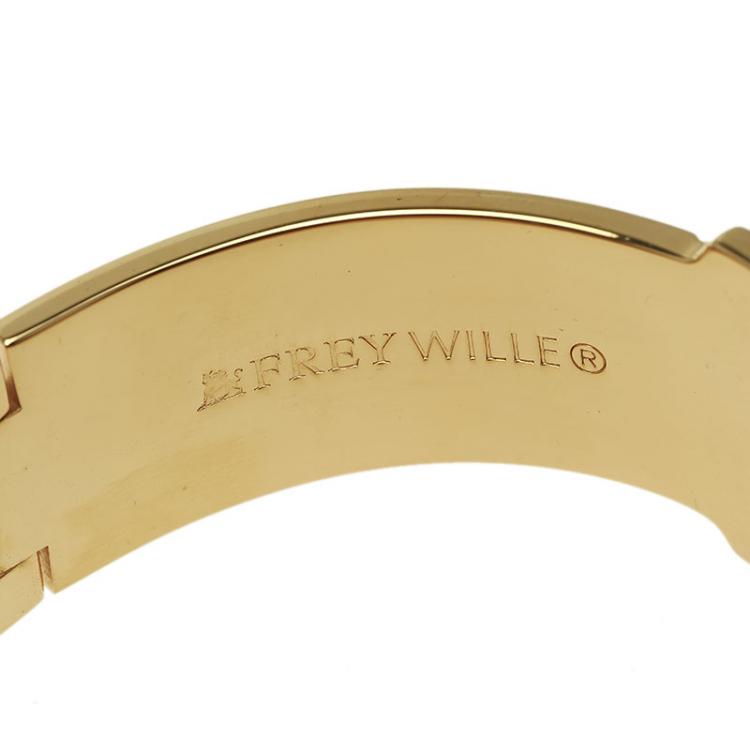 Pre Owned Frey Wille Dolphins of Poseidon Mosaic Fire Enamel Gold Plated Royal Clasp Bracelet 17cm
