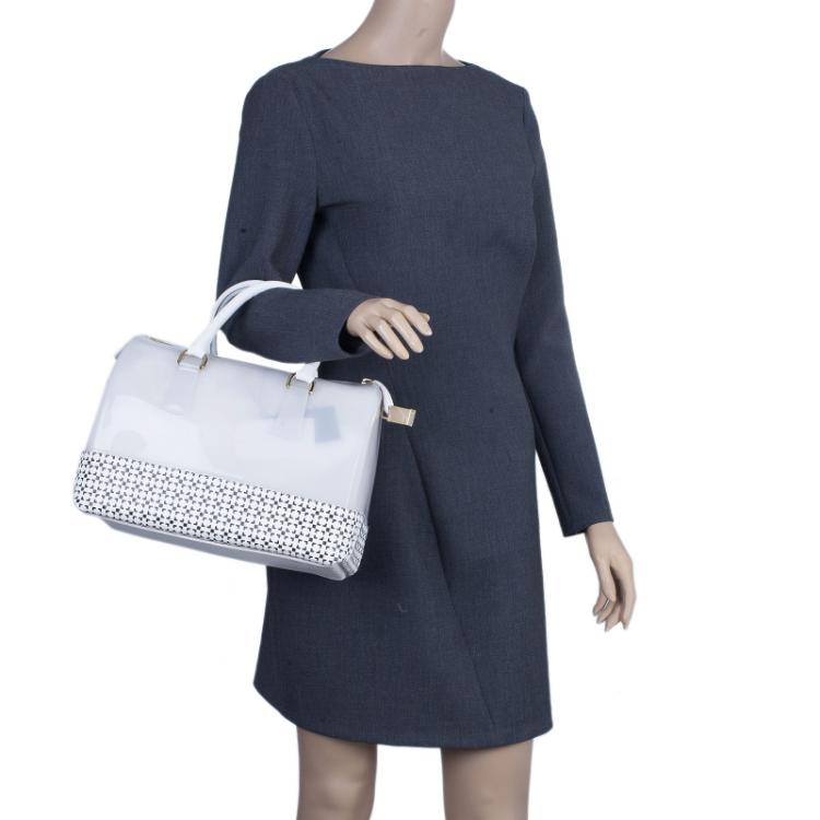 Pre Owned Furla White Rubber Candy Satchel