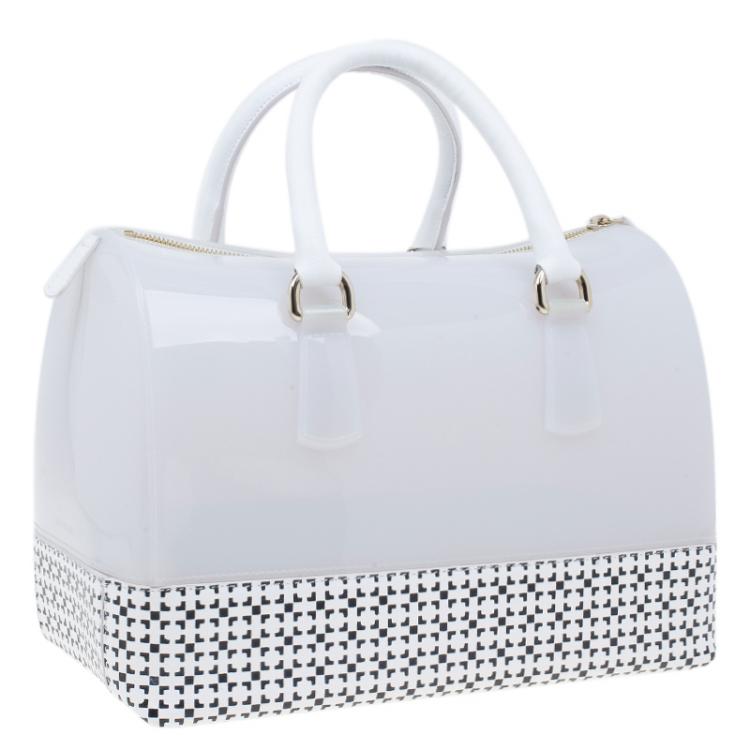 Pre Owned Furla White Rubber Candy Satchel