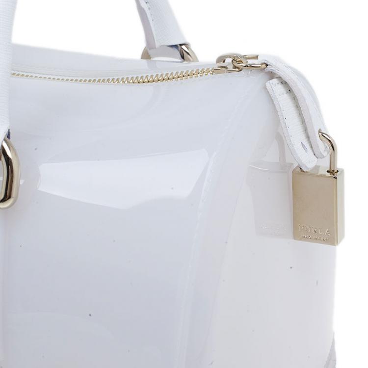 Pre Owned Furla White Rubber Candy Satchel