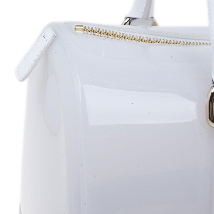 Pre Owned Furla White Rubber Candy Satchel
