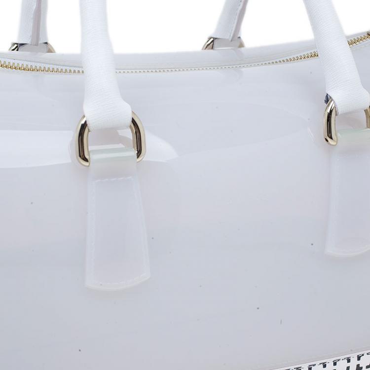 Pre Owned Furla White Rubber Candy Satchel