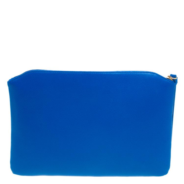 Pre Owned Furla Blue/Pink/Green Leather Set of 3 Cosmetic Pouch
