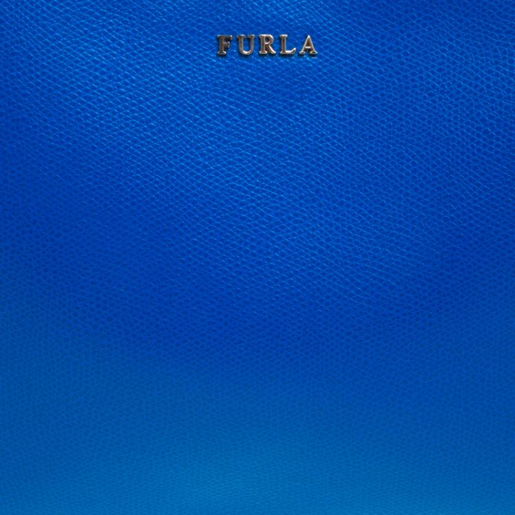 Pre Owned Furla Blue/Pink/Green Leather Set of 3 Cosmetic Pouch