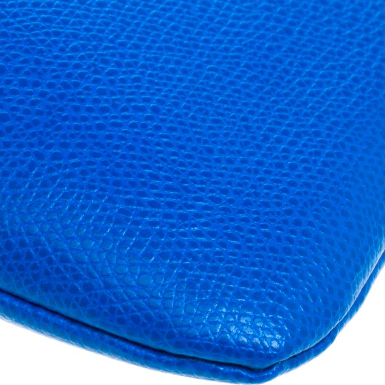 Pre Owned Furla Blue/Pink/Green Leather Set of 3 Cosmetic Pouch